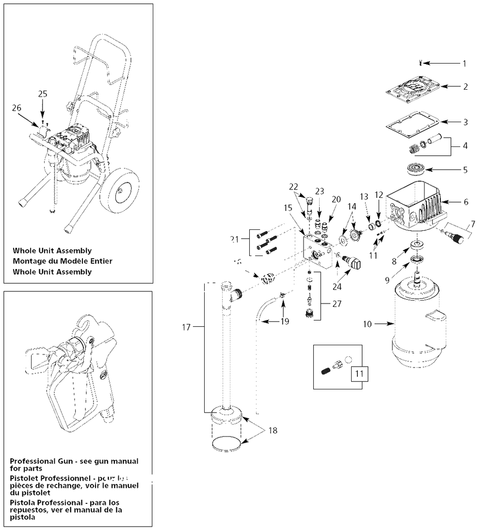 Paint-Sprayer Parts Diagram and Parts List for AL2550  Campbell Hausfeld Paint Sprayer